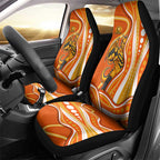 Perth Scorchers Car Seat Cover Aboriginal Dot Art Orange White - Tribal Wave Pattern