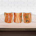 Perth Scorchers Ceramic Mug Aboriginal Dot Art Orange White - Tribal Wave Pattern