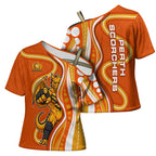 Perth Scorchers Cross Shoulder Shirt Aboriginal Dot Art Orange White - Tribal Wave Pattern