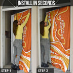 Perth Scorchers Door Cover Aboriginal Dot Art Orange White - Tribal Wave Pattern