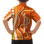 Perth Scorchers Family Matching Tank Maxi Dress and Hawaiian Shirt Aboriginal Dot Art Orange White - Tribal Wave Pattern