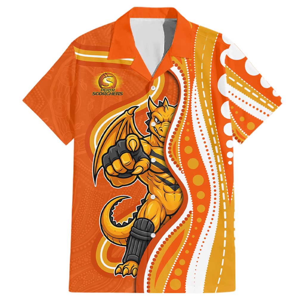 Perth Scorchers Family Matching Tank Maxi Dress and Hawaiian Shirt Aboriginal Dot Art Orange White - Tribal Wave Pattern