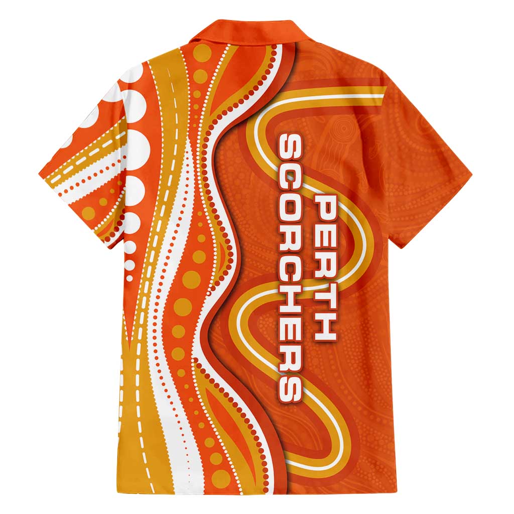 Perth Scorchers Family Matching Tank Maxi Dress and Hawaiian Shirt Aboriginal Dot Art Orange White - Tribal Wave Pattern