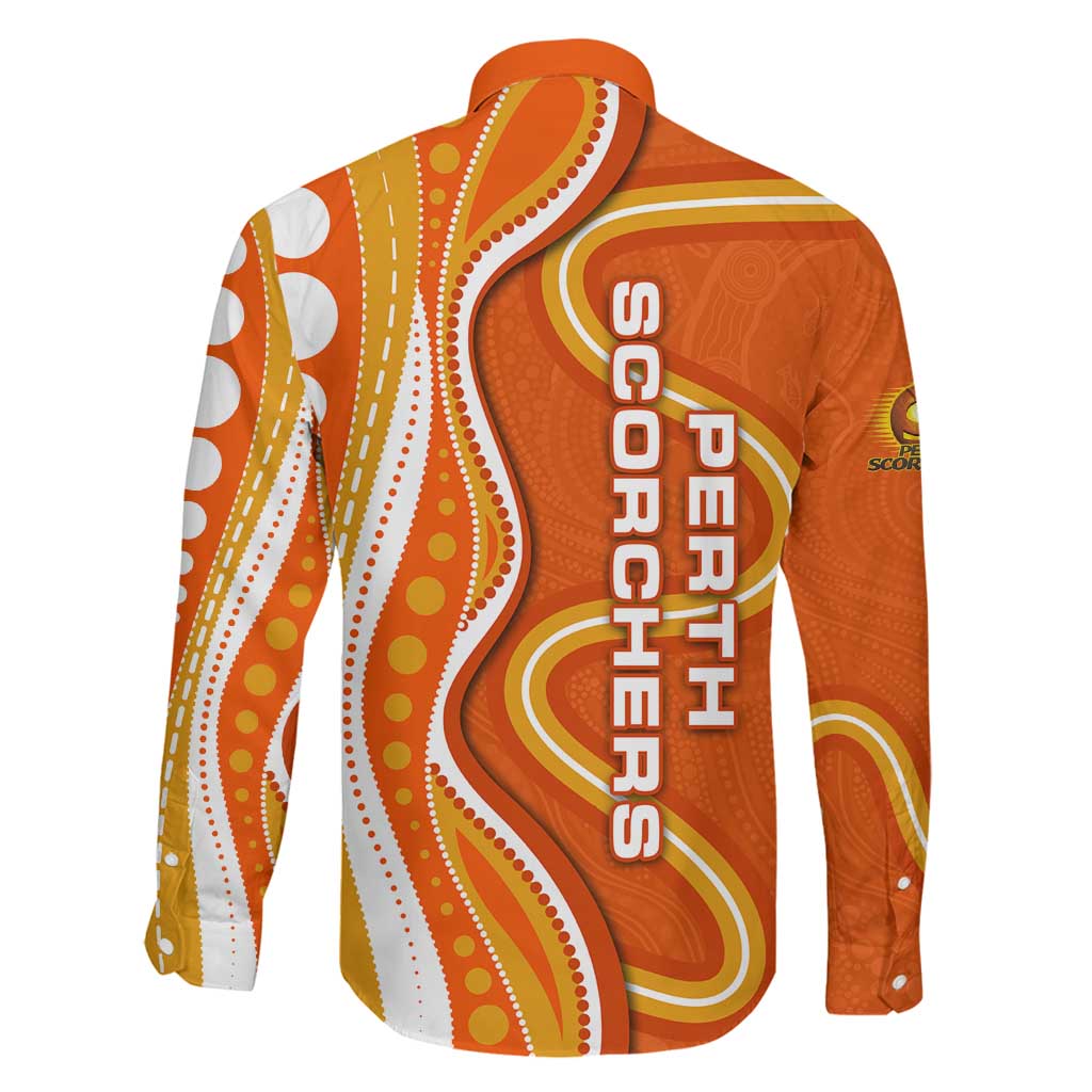 Perth Scorchers Family Matching Tank Maxi Dress and Hawaiian Shirt Aboriginal Dot Art Orange White - Tribal Wave Pattern