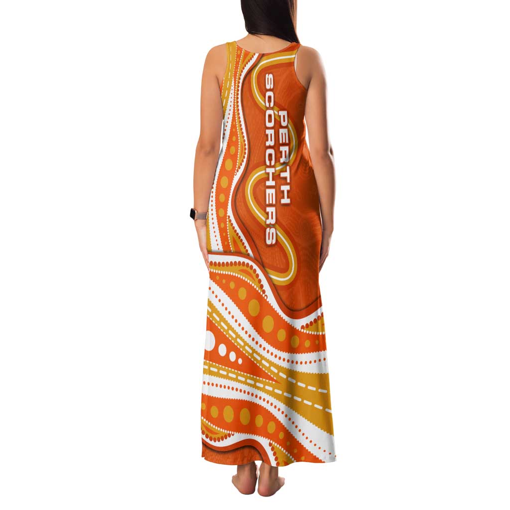 Perth Scorchers Family Matching Tank Maxi Dress and Hawaiian Shirt Aboriginal Dot Art Orange White - Tribal Wave Pattern