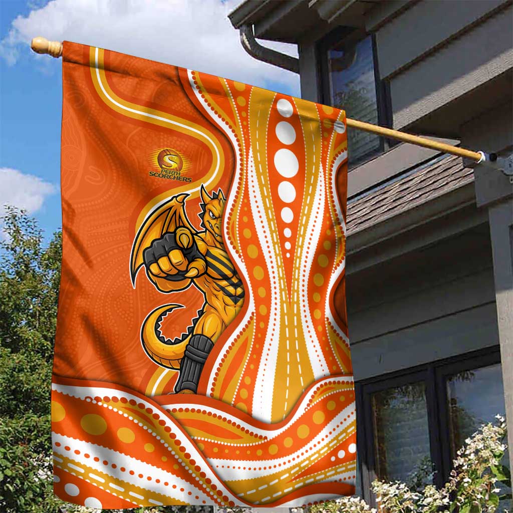 Perth Scorchers Garden Flag Aboriginal Dot Art Orange White - Tribal Wave Pattern