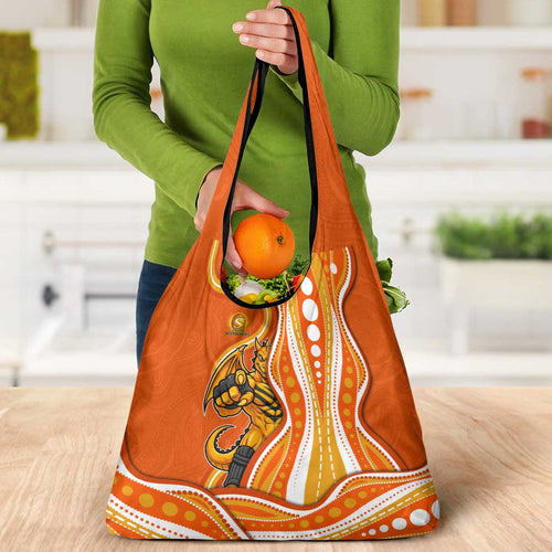 Perth Scorchers Grocery Bag Aboriginal Dot Art Orange White - Tribal Wave Pattern