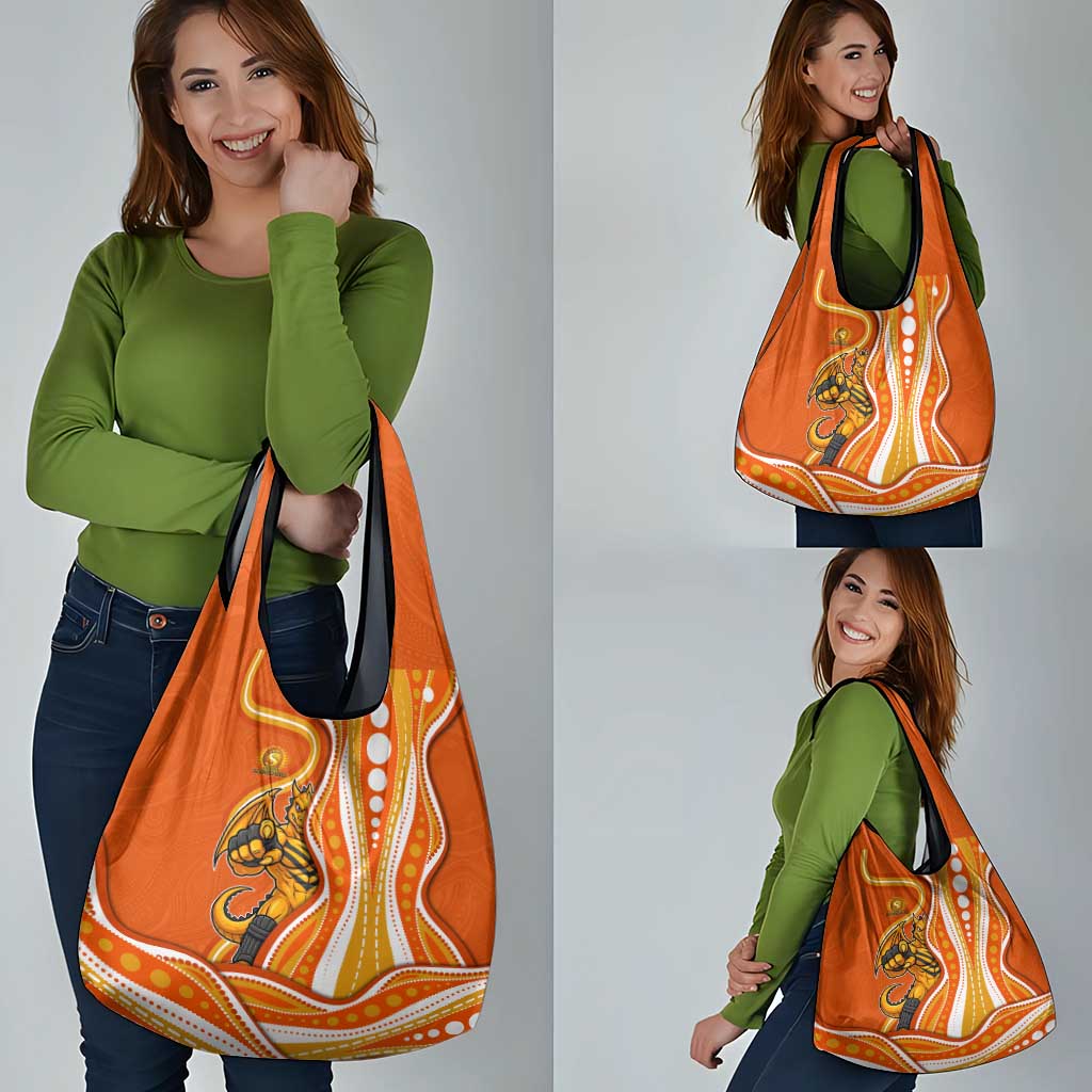Perth Scorchers Grocery Bag Aboriginal Dot Art Orange White - Tribal Wave Pattern