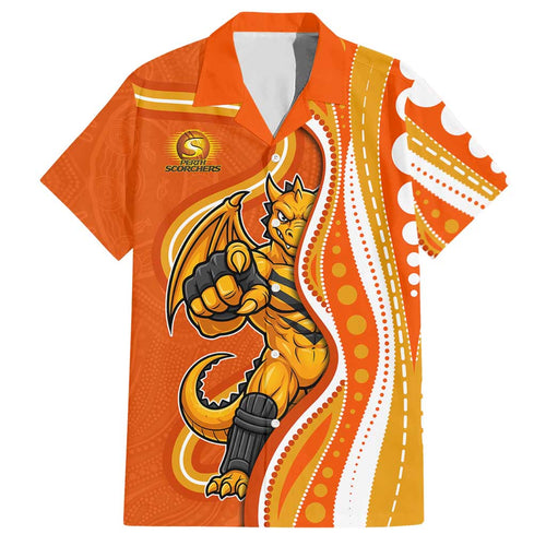 Perth Scorchers Hawaiian Shirt Aboriginal Dot Art Orange White - Tribal Wave Pattern