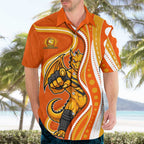 Perth Scorchers Hawaiian Shirt Aboriginal Dot Art Orange White - Tribal Wave Pattern