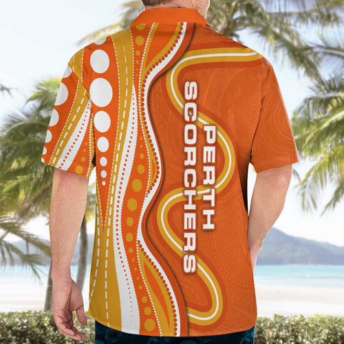 Perth Scorchers Hawaiian Shirt Aboriginal Dot Art Orange White - Tribal Wave Pattern