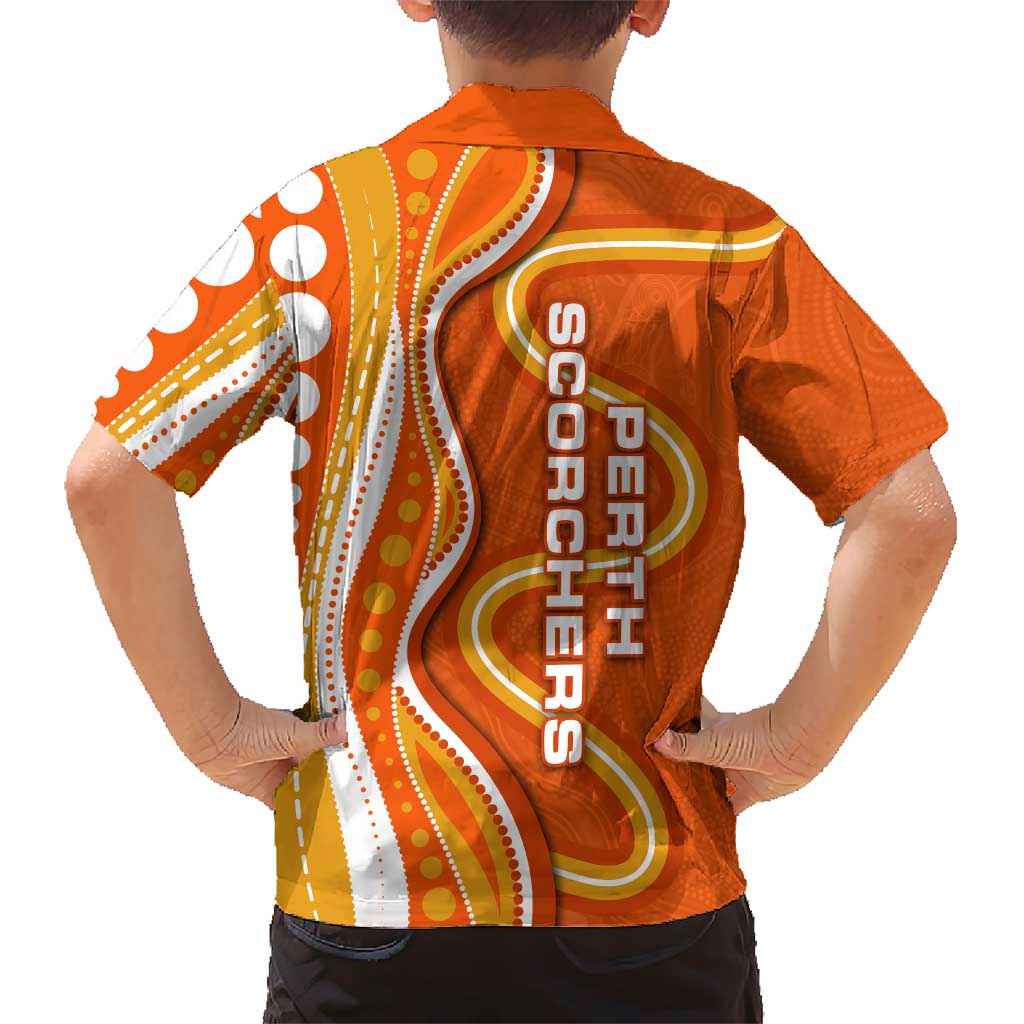 Perth Scorchers Hawaiian Shirt Aboriginal Dot Art Orange White - Tribal Wave Pattern