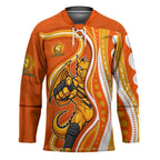 Perth Scorchers Hockey Jersey Aboriginal Dot Art Orange White - Tribal Wave Pattern