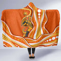 Perth Scorchers Hooded Blanket Aboriginal Dot Art Orange White - Tribal Wave Pattern