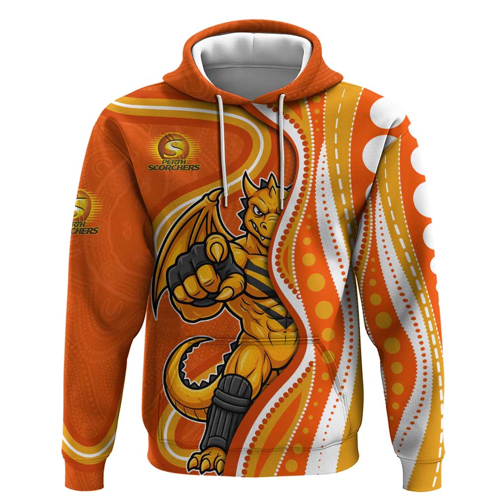 Perth Scorchers Hoodie Aboriginal Dot Art Orange White - Tribal Wave Pattern