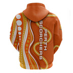 Perth Scorchers Hoodie Aboriginal Dot Art Orange White - Tribal Wave Pattern