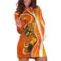 Perth Scorchers Hoodie Dress Aboriginal Dot Art Orange White - Tribal Wave Pattern