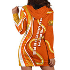Perth Scorchers Hoodie Dress Aboriginal Dot Art Orange White - Tribal Wave Pattern