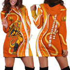 Perth Scorchers Hoodie Dress Aboriginal Dot Art Orange White - Tribal Wave Pattern