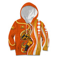 Perth Scorchers Kid Hoodie Aboriginal Dot Art Orange White - Tribal Wave Pattern