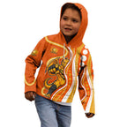 Perth Scorchers Kid Hoodie Aboriginal Dot Art Orange White - Tribal Wave Pattern