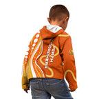Perth Scorchers Kid Hoodie Aboriginal Dot Art Orange White - Tribal Wave Pattern