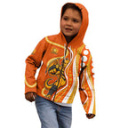 Perth Scorchers Kid Hoodie Aboriginal Dot Art Orange White - Tribal Wave Pattern