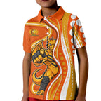 Perth Scorchers Kid Polo Shirt Aboriginal Dot Art Orange White - Tribal Wave Pattern