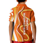Perth Scorchers Kid Polo Shirt Aboriginal Dot Art Orange White - Tribal Wave Pattern