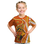 Perth Scorchers Kid T Shirt Aboriginal Dot Art Orange White - Tribal Wave Pattern