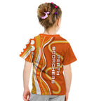 Perth Scorchers Kid T Shirt Aboriginal Dot Art Orange White - Tribal Wave Pattern