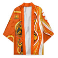 Perth Scorchers Kimono Aboriginal Dot Art Orange White - Tribal Wave Pattern