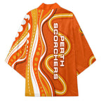 Perth Scorchers Kimono Aboriginal Dot Art Orange White - Tribal Wave Pattern