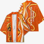 Perth Scorchers Kimono Aboriginal Dot Art Orange White - Tribal Wave Pattern