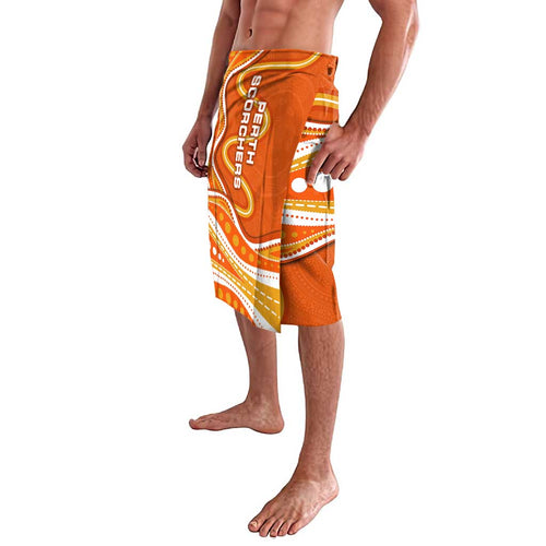 Perth Scorchers Lavalava Aboriginal Dot Art Orange White - Tribal Wave Pattern
