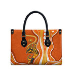Perth Scorchers Leather Bag Aboriginal Dot Art Orange White - Tribal Wave Pattern