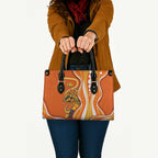 Perth Scorchers Leather Bag Aboriginal Dot Art Orange White - Tribal Wave Pattern