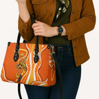 Perth Scorchers Leather Bag Aboriginal Dot Art Orange White - Tribal Wave Pattern