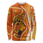 Perth Scorchers Long Sleeve Shirt Aboriginal Dot Art Orange White - Tribal Wave Pattern