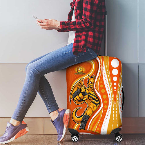 Perth Scorchers Luggage Cover Aboriginal Dot Art Orange White - Tribal Wave Pattern