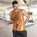 Perth Scorchers Men Tank Top Aboriginal Dot Art Orange White - Tribal Wave Pattern
