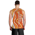 Perth Scorchers Men Tank Top Aboriginal Dot Art Orange White - Tribal Wave Pattern