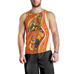 Perth Scorchers Men Tank Top Aboriginal Dot Art Orange White - Tribal Wave Pattern