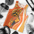 Perth Scorchers Men Tank Top Aboriginal Dot Art Orange White - Tribal Wave Pattern