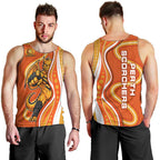 Perth Scorchers Men Tank Top Aboriginal Dot Art Orange White - Tribal Wave Pattern