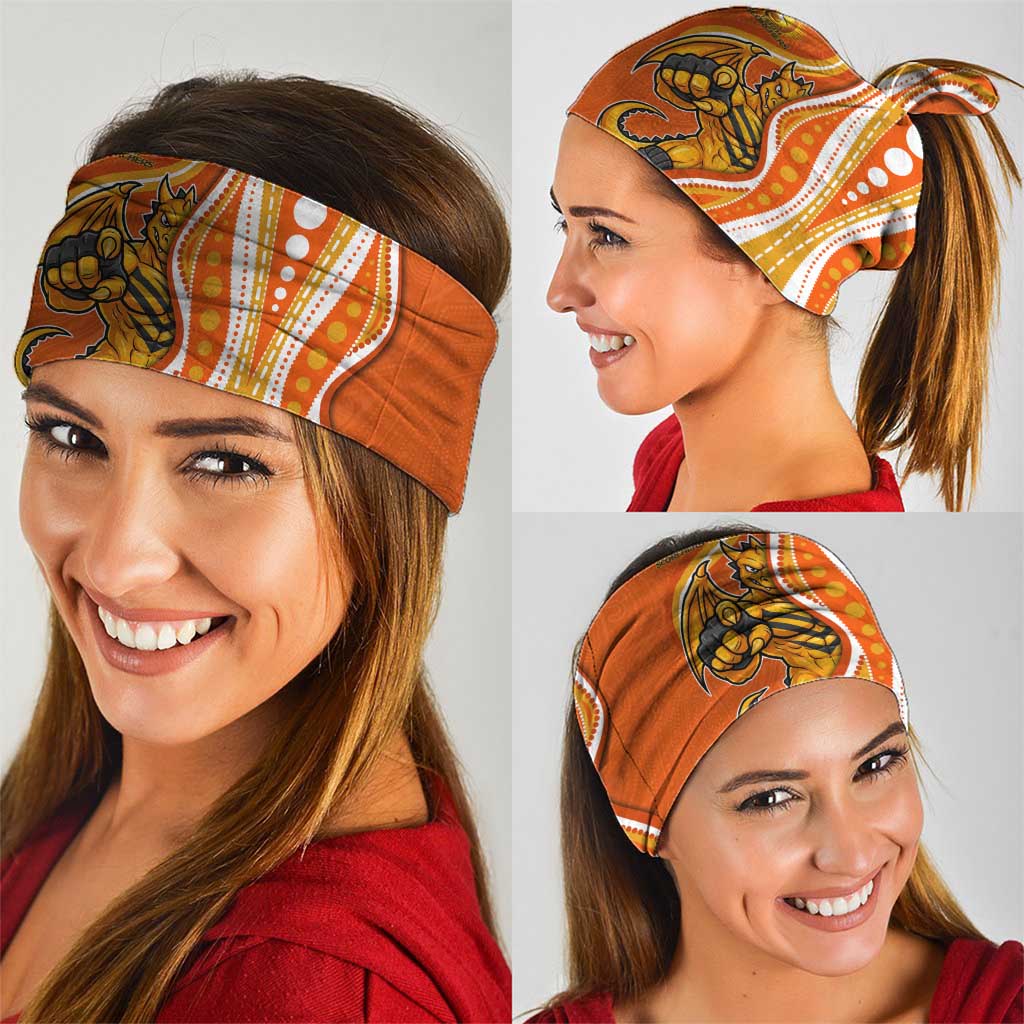 Perth Scorchers Neck Gaiter Aboriginal Dot Art Orange White - Tribal Wave Pattern