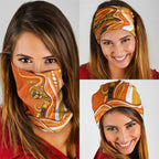 Perth Scorchers Neck Gaiter Aboriginal Dot Art Orange White - Tribal Wave Pattern