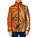 Perth Scorchers Padded Jacket Aboriginal Dot Art Orange White - Tribal Wave Pattern