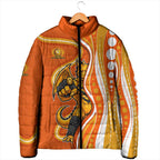 Perth Scorchers Padded Jacket Aboriginal Dot Art Orange White - Tribal Wave Pattern