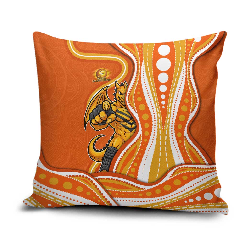 Perth Scorchers Pillow Cover Aboriginal Dot Art Orange White - Tribal Wave Pattern